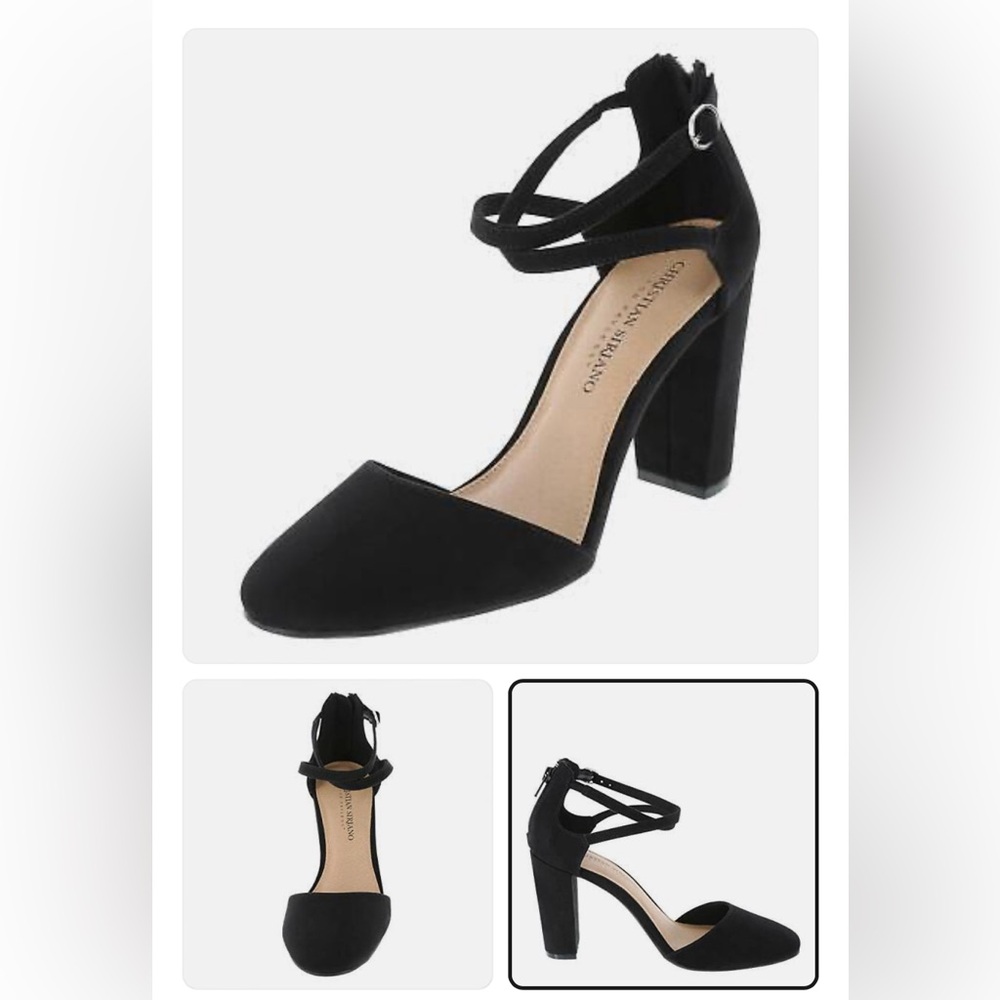 Christian Siriano Black Ankle Strap Heels